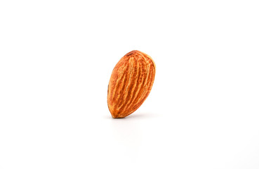 Isolated of almond nut  on white background. Clipping path -Image.