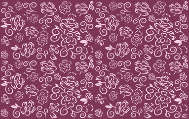 Repeating background with abstract flowers. Hand painted with a brush. Can be used for finishing fabrics, prints on clothes, paper and handbags
