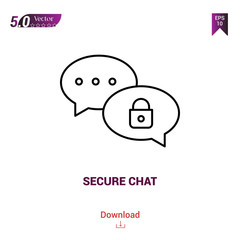 Outline SECURE CHAT icon isolated on white background. Line pictogram. Graphic design, mobile application, logo, user interface. Editable stroke. EPS10 format vector illustration