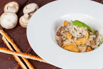  fresh and bright, meat salad from various and appetizing vegetables for designer solutions in cooking