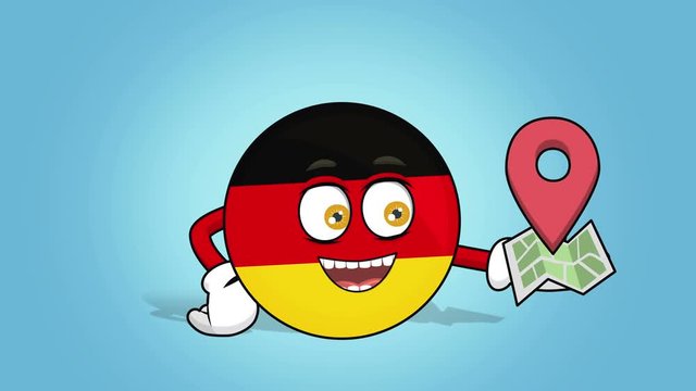 Cartoon Icon Flag Federal Republic of Germany Location Map with Face Animation