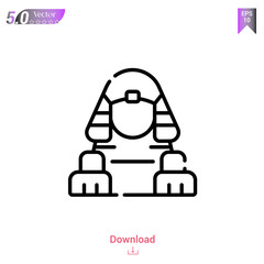 Outline sphinx icon isolated on white background. Line pictogram. Graphic design, mobile application, old Egypt icons, logo, user interface. Editable stroke. EPS10 format vector illustration