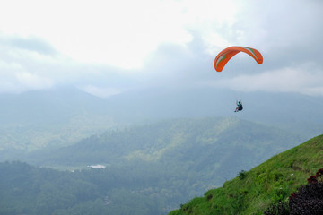 Sky ricing by paragliding in Batu Malang, east java, Indonesia.