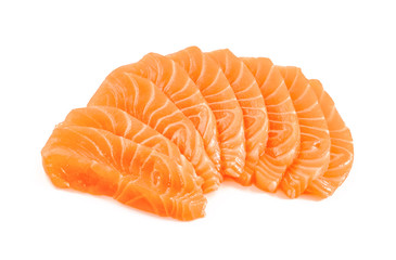 salmon fillets on white background