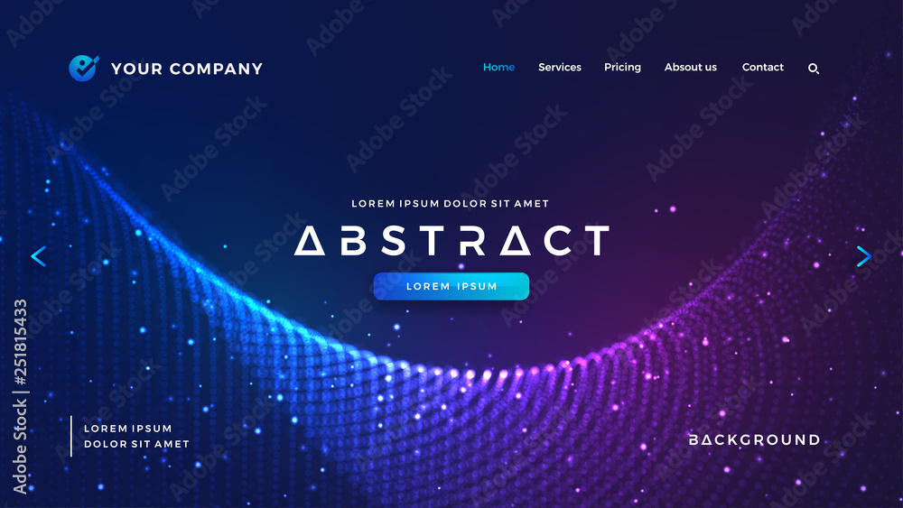 Poster futuristic and technology websites background. dynamic abstract liquid flow particles background. sh