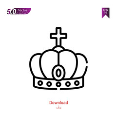 Outline crown icon isolated on white background. Line pictogram. Graphic design, mobile application, logo, user interface. Editable stroke. EPS10 format vector illustration