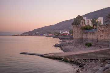 Obraz premium Sunset view of the Sea of Galilee