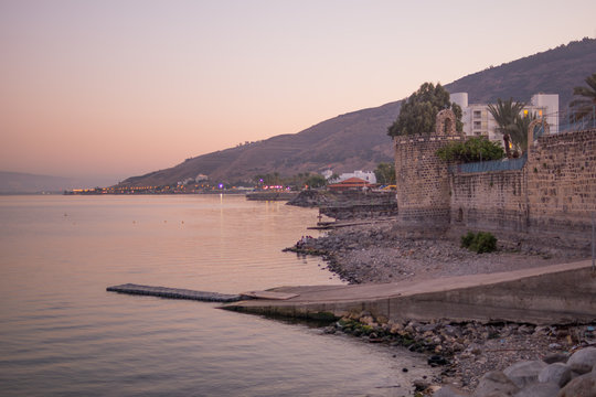 Sunset view of the Sea of Galilee
