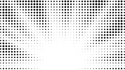 Halftone gradient sun rays pattern. Abstract halftone vector dots background. Monochrome dots pattern. Pop Art, Comic small dots. Star rays halftone poster. Shine, explosion. Outer space, sunrise rays