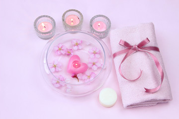 タオルと風呂ティーンぐやんドルと桜の花