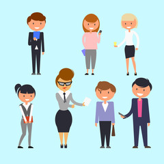 A group of business people. Flat cartoon style