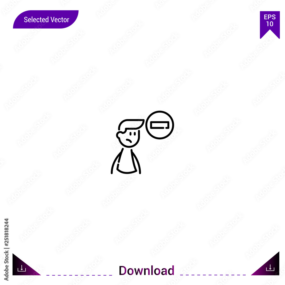 Poster outline remove-user icon isolated on white background. line pictogram. graphic design, mobile applic