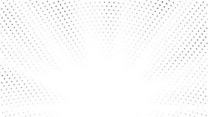 Naklejka premium Halftone gradient sun rays pattern. Abstract halftone vector dots background. Monochrome dots pattern. Pop Art, Comic small dots. Star rays radial halftone poster. Shine explosion. Space, sunrise rays