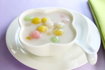 Bualoy, Thai dessert. Rice ball in coconut milk.