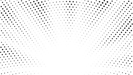 Halftone gradient sun rays pattern. Abstract halftone vector dots background. Monochrome dots pattern. Pop Art, Comic small dots. Star rays radial halftone poster. Shine explosion. Space, sunrise rays