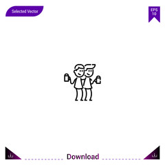 Outline friends icon isolated on white background. Line pictogram. Graphic design, mobile application. Editable stroke. EPS10 format vector illustration