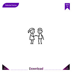 Outline friends icon isolated on white background. Line pictogram. Graphic design, mobile application. Editable stroke. EPS10 format vector illustration