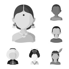 Isolated object of person and culture sign. Collection of person and race  stock symbol for web.