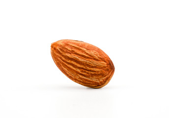 Isolated of almond nut  on white background. Clipping path -Image.