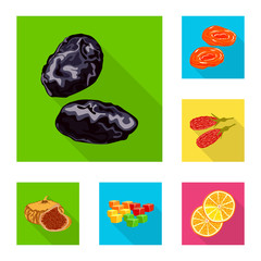 Vector illustration of fruit and dried  symbol. Collection of fruit and food  vector icon for stock.