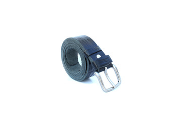 black leather belt on isolated