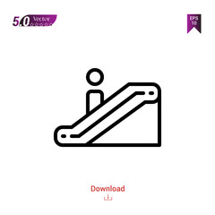 Outline escalator icon isolated on white background. Line pictogram. Graphic design, mobile application, logo, user interface. Editable stroke. EPS10 format vector illustration