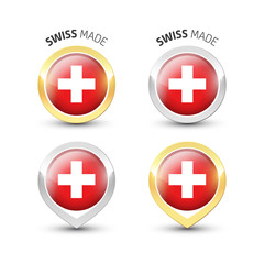 Swiss made - Round labels with flags