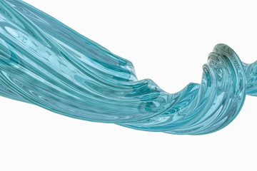 Obraz na płótnie Canvas 3d rendering, cyan transparent silk