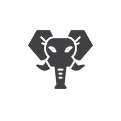 Elephant head vector icon. filled flat sign for mobile concept and web design. Elephant animal glyph icon. Wild animals symbol, logo illustration. Pixel perfect vector graphics