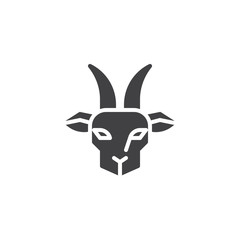 Goat head vector icon. filled flat sign for mobile concept and web design. Horned goat animal glyph icon. Farm animals symbol, logo illustration. Pixel perfect vector graphics