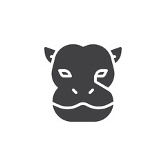 Obraz premium Hippopotamus head vector icon. filled flat sign for mobile concept and web design. Behemoth animal glyph icon. Wild animals symbol, logo illustration. Pixel perfect vector graphics