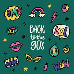 Back to the 90's doodle lettering set