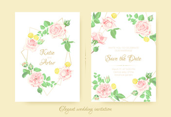 Vector Flowers Bouquet, Vintage Wedding Cards.