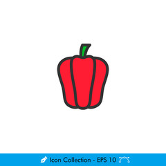 Bell Pepper (Paprika) Icon / Vector - In Color Design