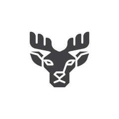 Deer head vector icon. filled flat sign for mobile concept and web design. Horned deer animal glyph icon. Wild animals symbol, logo illustration. Pixel perfect vector graphics
