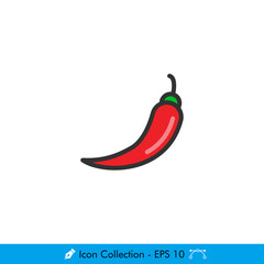 Chili Icon / Vector - In Color Design