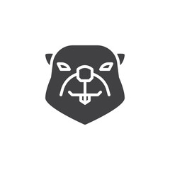 Beaver head vector icon. filled flat sign for mobile concept and web design. beaver animal glyph icon. Symbol, logo illustration. Pixel perfect vector graphics