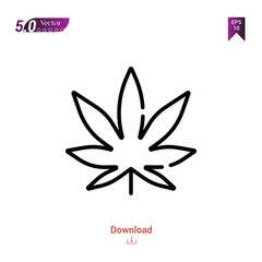 Outline cannabis icon isolated on white background. Line pictogram. Graphic design, mobile application, logo, user interface. Editable stroke. EPS10 format vector illustration