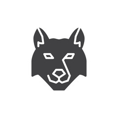 Wolf head vector icon. filled flat sign for mobile concept and web design. wolf animal glyph icon. Wild animals symbol, logo illustration. Pixel perfect vector graphics
