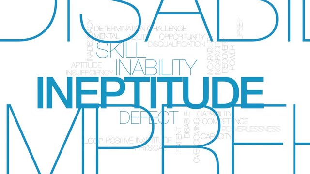 Ineptitude animated word cloud. Kinetic typography.