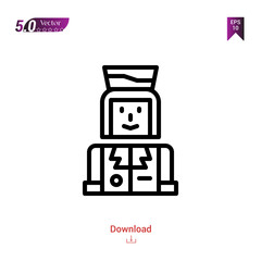 Outline air-hostess icon isolated on white background. Line pictogram. Graphic design, mobile application, logo, user interface. Editable stroke. EPS10 format vector illustration