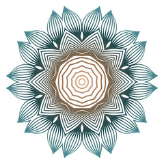 Mandala Pattern. Traditional Indian Mandala. Orient Tribal Circle Sign Illustration. Vector Illustration. Brown green pastel color