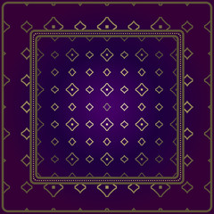 Obraz premium Vintage Geometric Pattern. Design For Bandana Shawl, Tablecloth Fabric Print. Vector Illustration. Luxury purple gold color