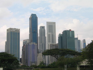 Fototapeta na wymiar Architecture in Singapore. Year 2004