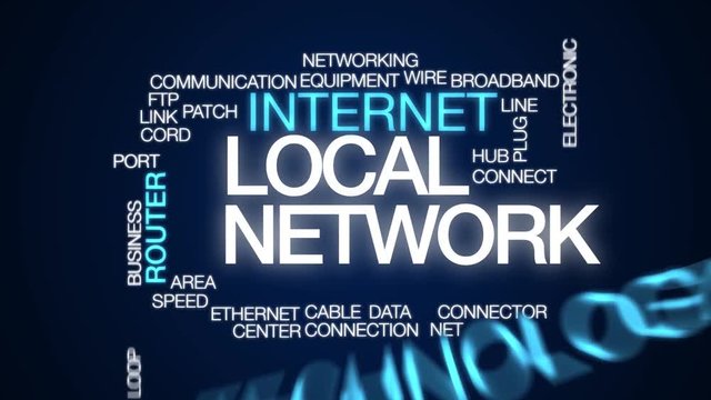 Local network animated word cloud. Kinetic typography.
