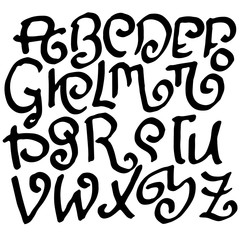 Modern brush lettering. Handdrawn grunge ink font. Vector illustration.