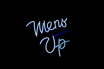 Neon sign photo with blue highlighted by men