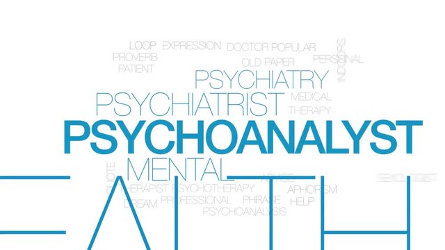Psychoanalyst animated word cloud. Kinetic typography.