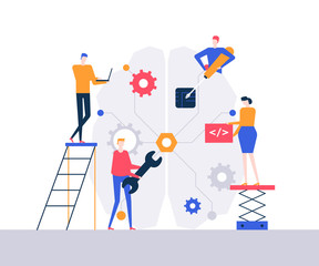 Artificial intelligence - flat design style colorful illustration