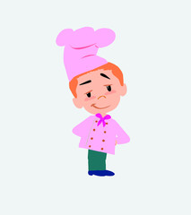 Chef smiling peacefully.